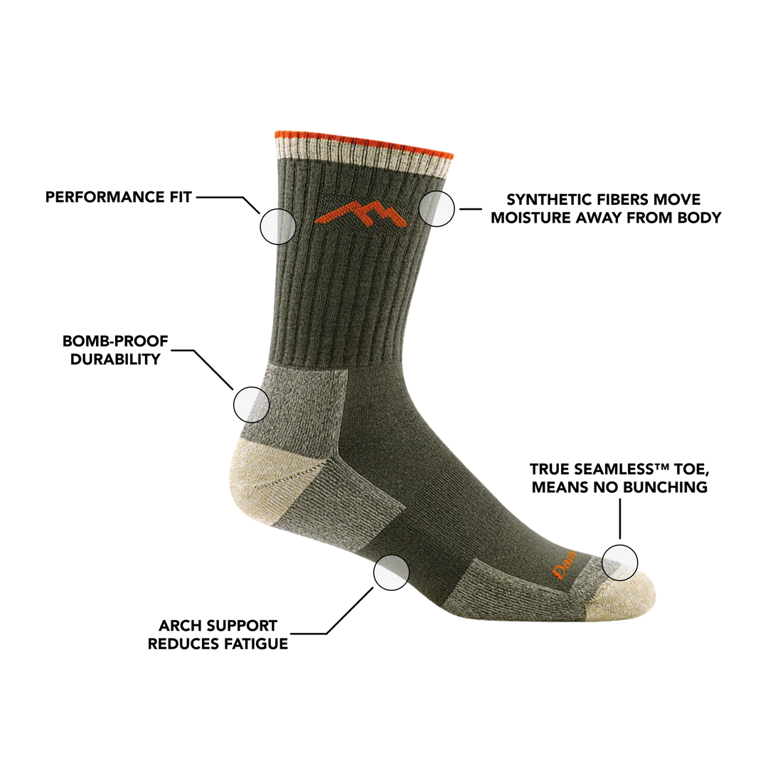 Men's Coolmax Hiker Micro Crew Midweight Hiking Sock