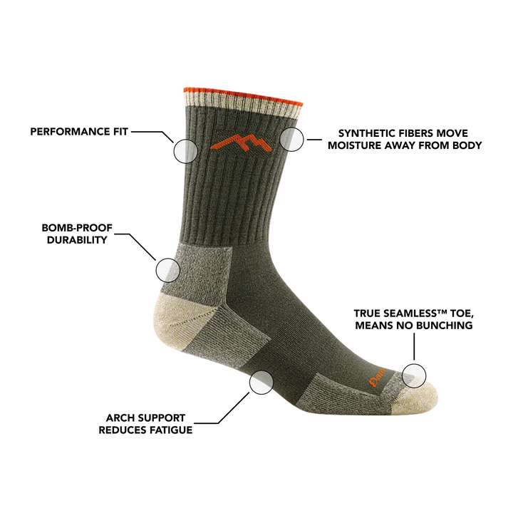Men's Coolmax Hiker Micro Crew Midweight Hiking Sock